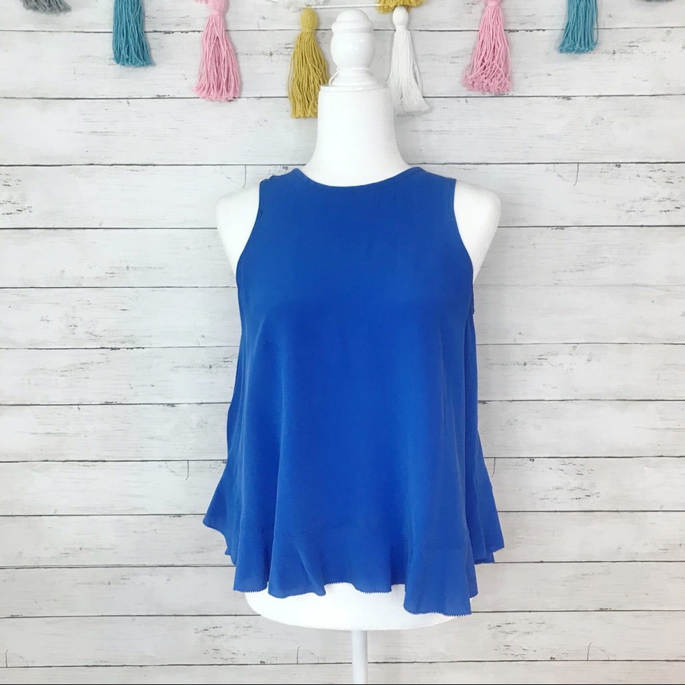 Madewell Blue Silk Bow Back Tank Size Small